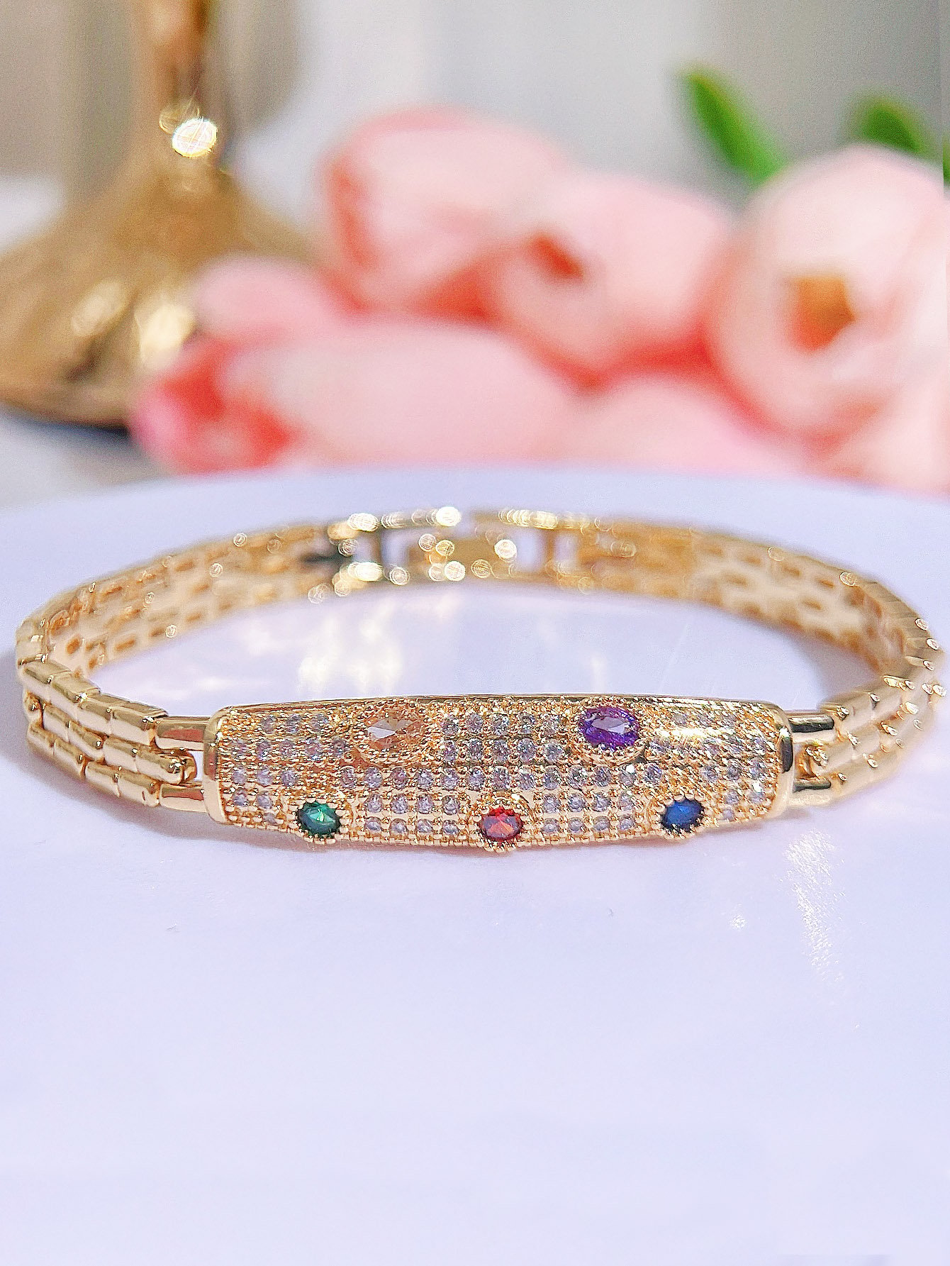 Gold Plated Zirconia Casual Bracelet