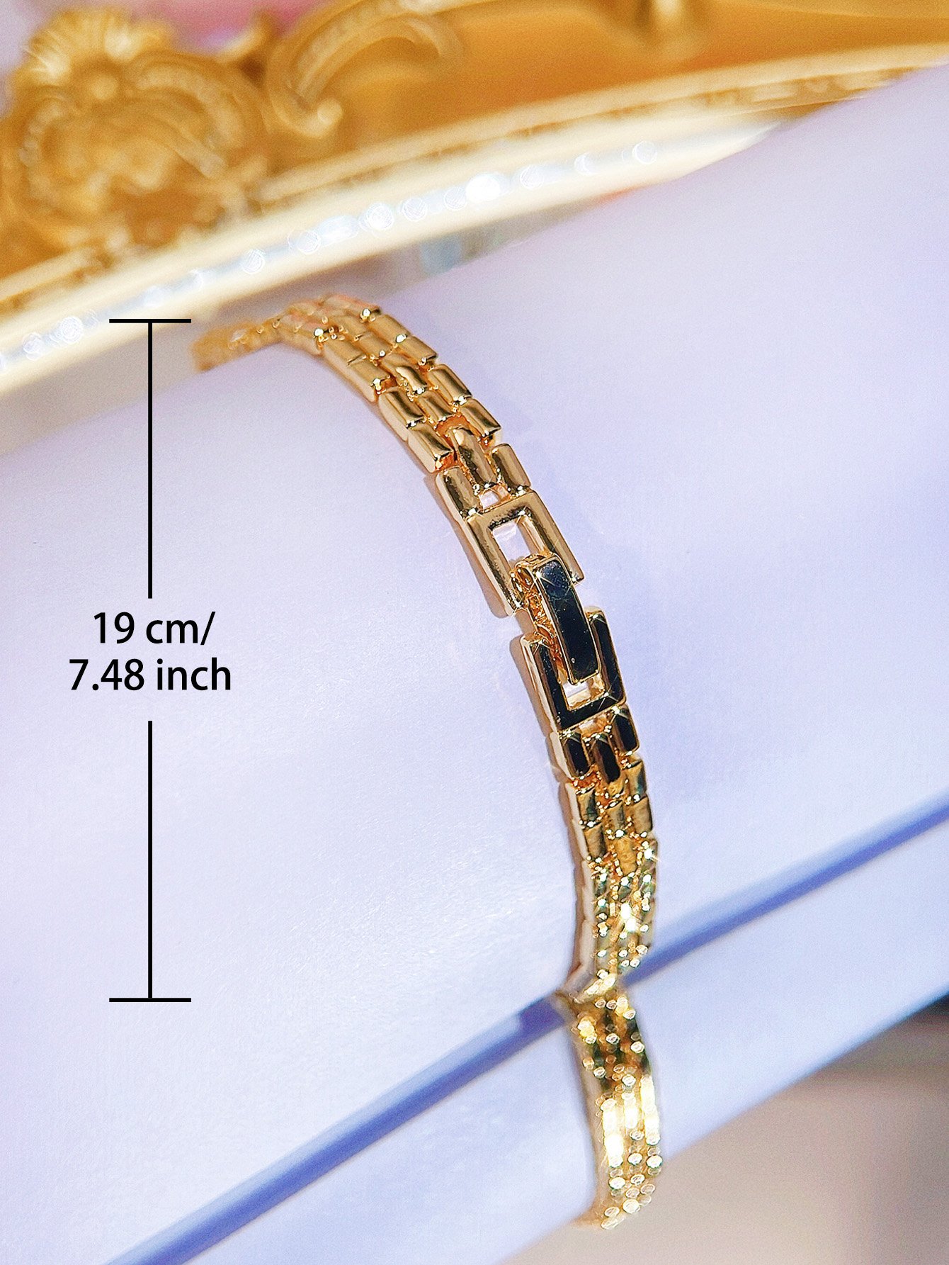 Gold-Plated Zirconia Link Bracelet