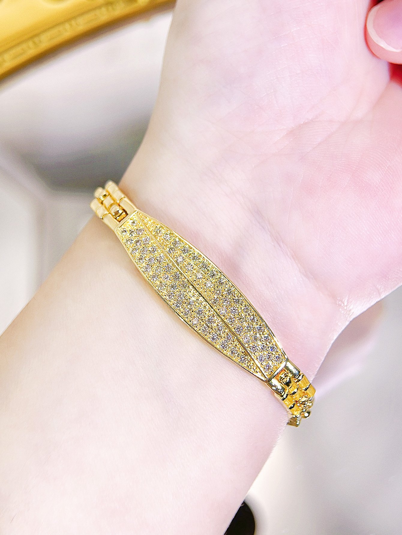 Gold-Plated Zirconia Link Bracelet