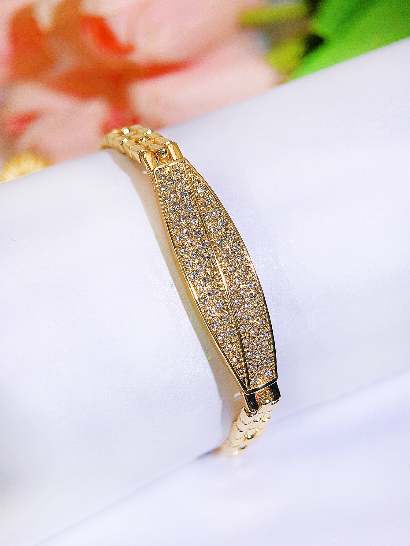 Gold-Plated Zirconia Link Bracelet