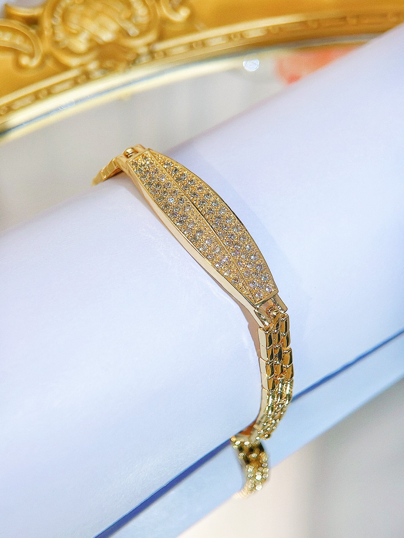 Gold-Plated Zirconia Link Bracelet
