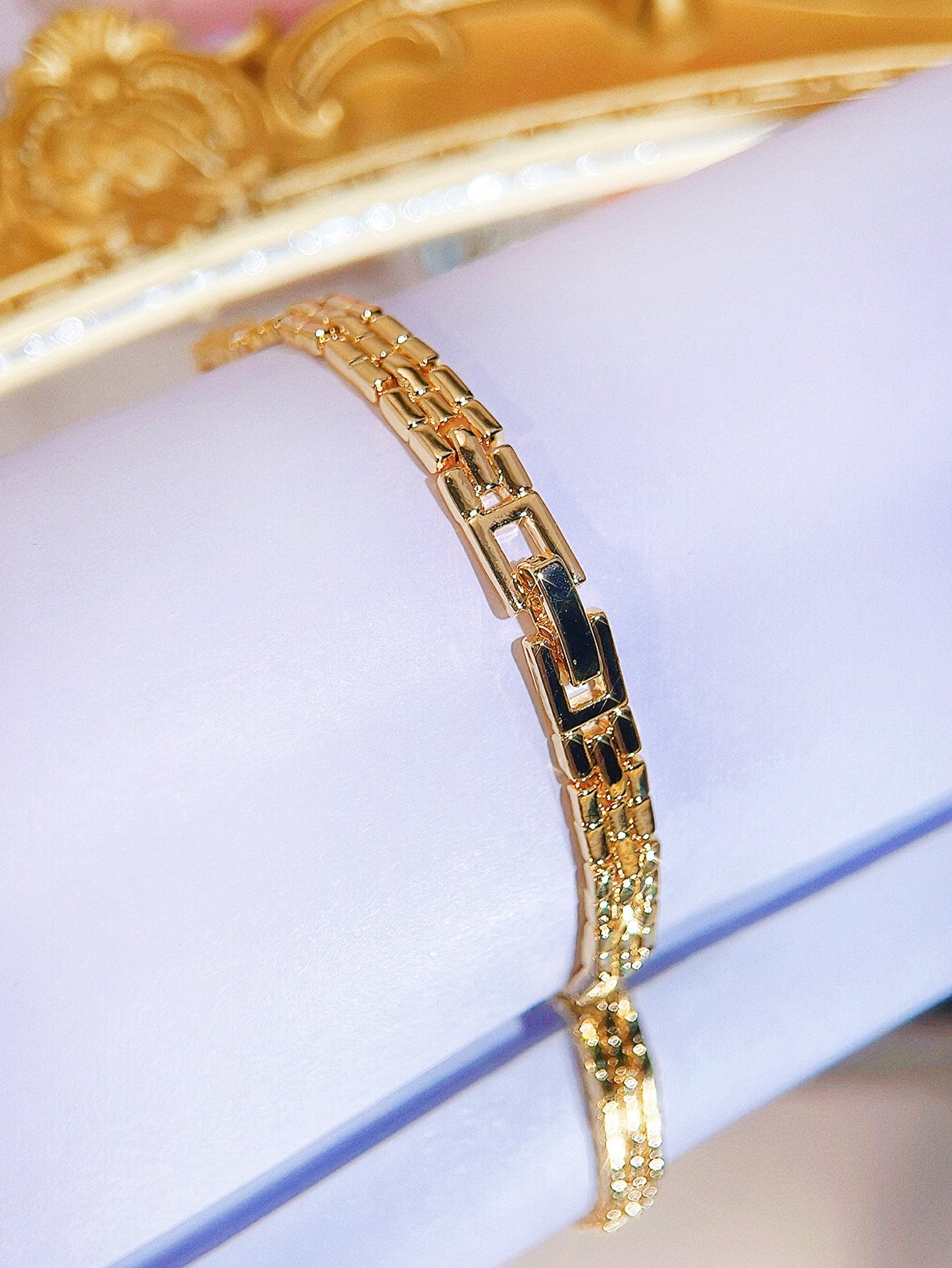 Gold-Plated Zirconia Link Bracelet