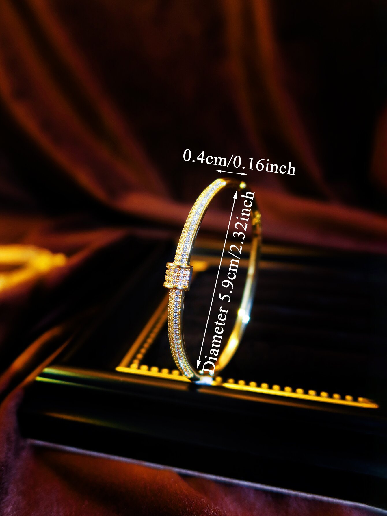 Gold Zirconia Open Cuff Bracelet