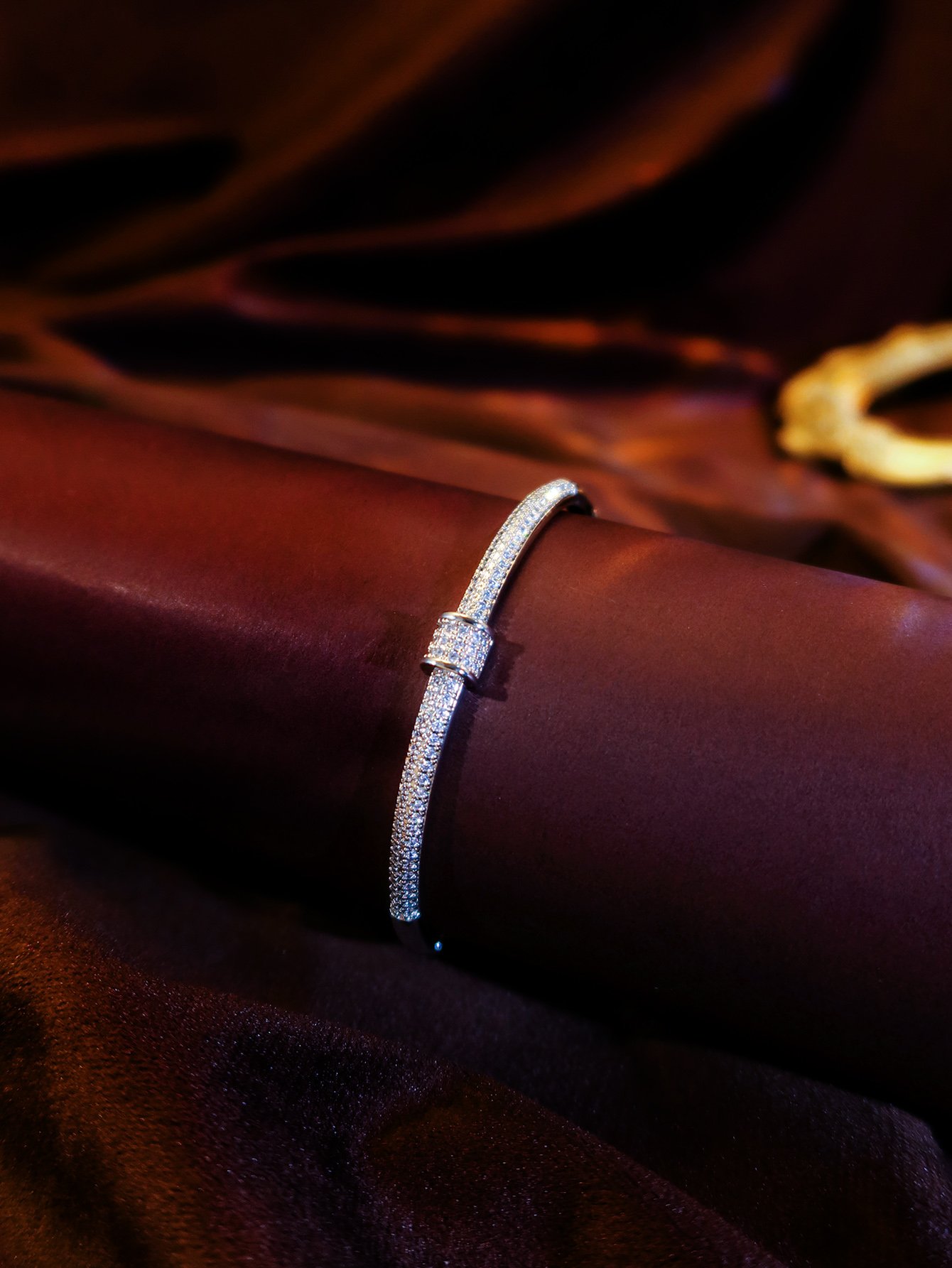 Zirconia Silver Bangle Bracelet