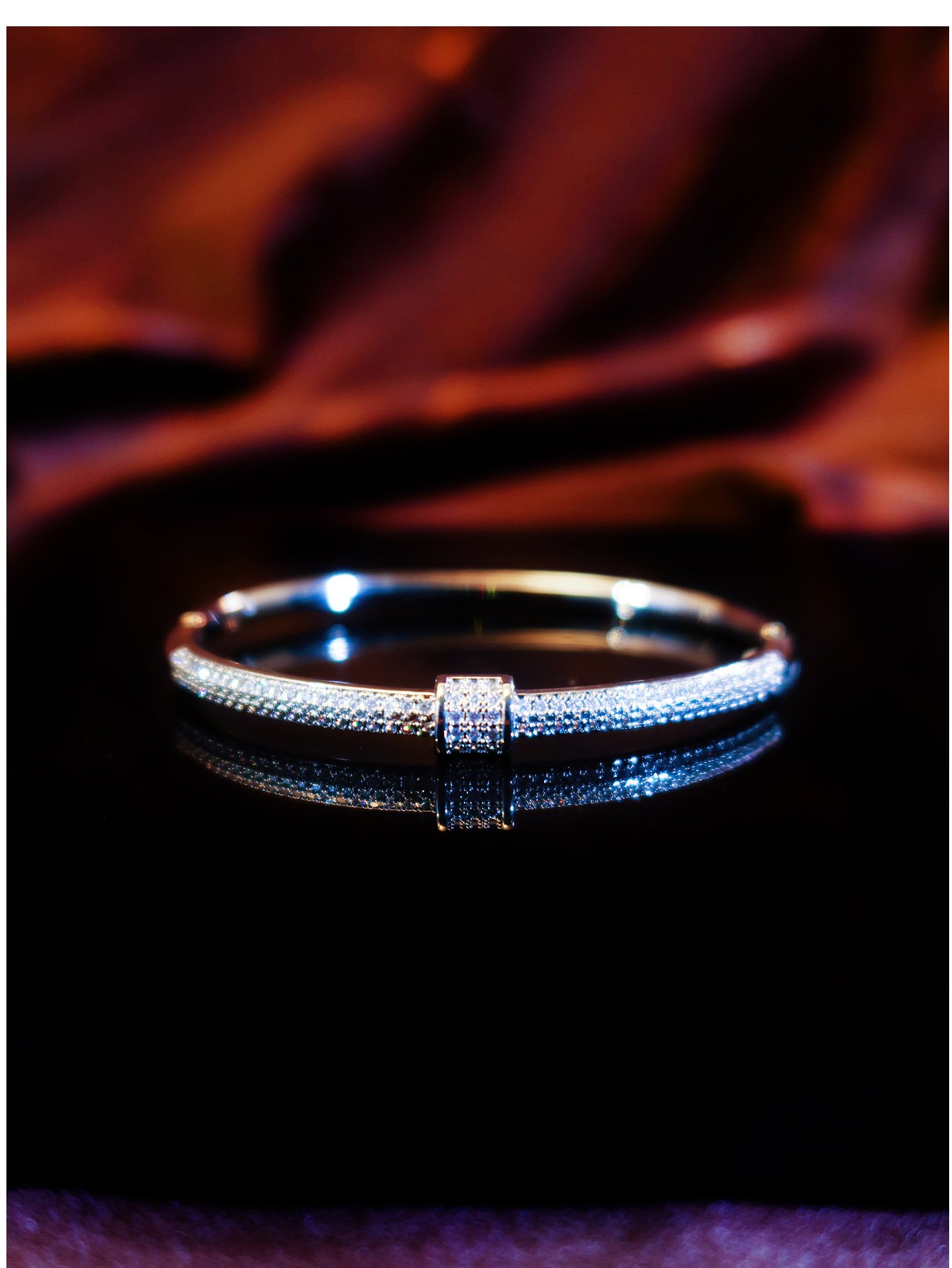 Zirconia Silver Bangle Bracelet