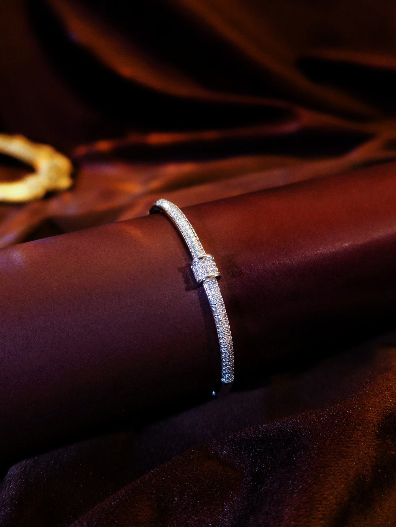 Zirconia Silver Bangle Bracelet