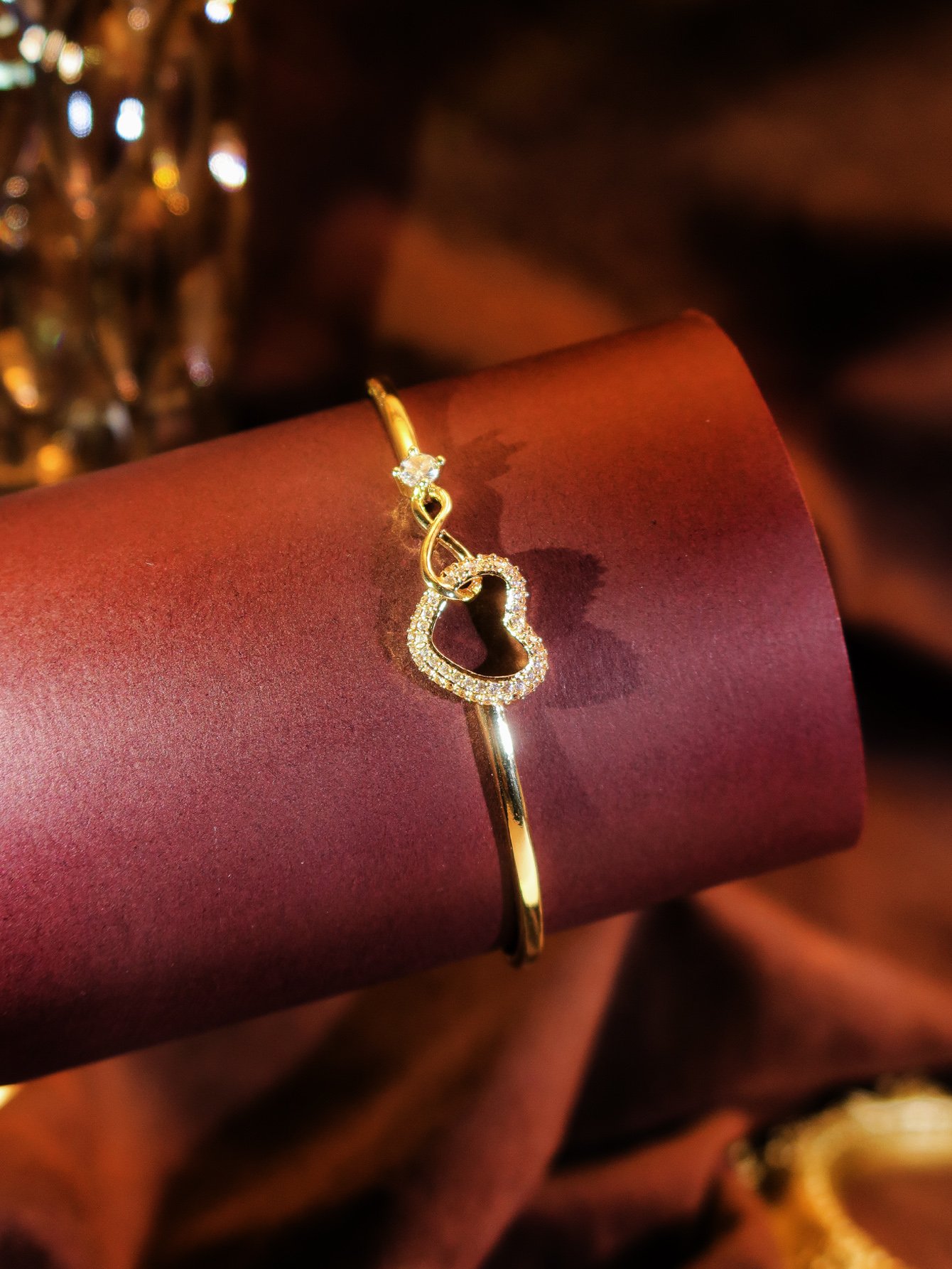 Gold Plated Heart Bangle Bracelet