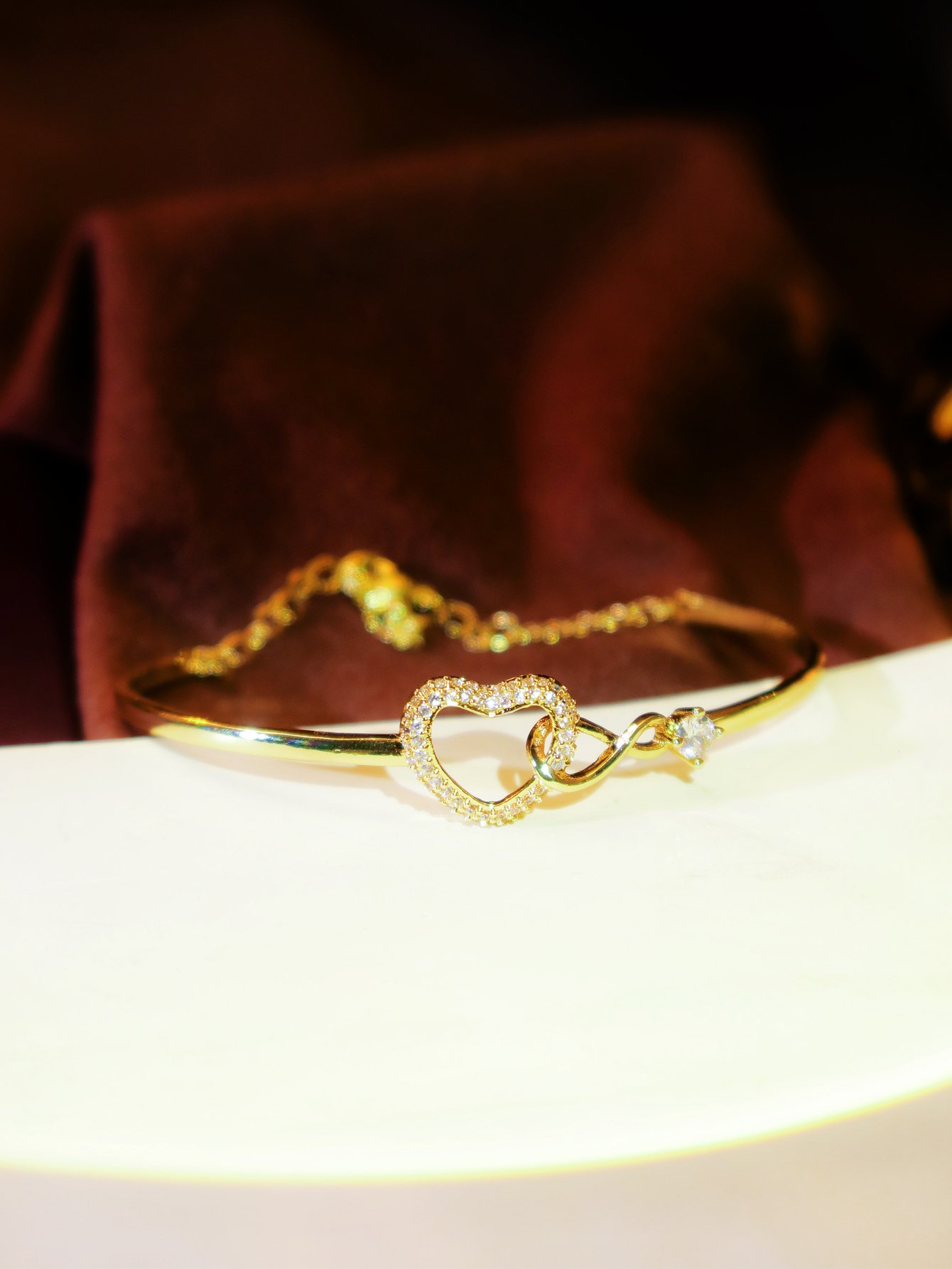 Gold Plated Heart Bangle Bracelet