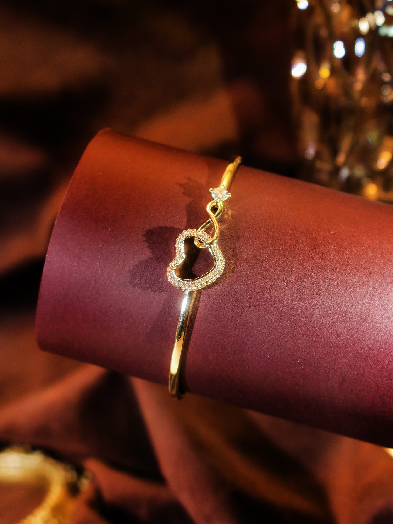 Gold Plated Heart Bangle Bracelet