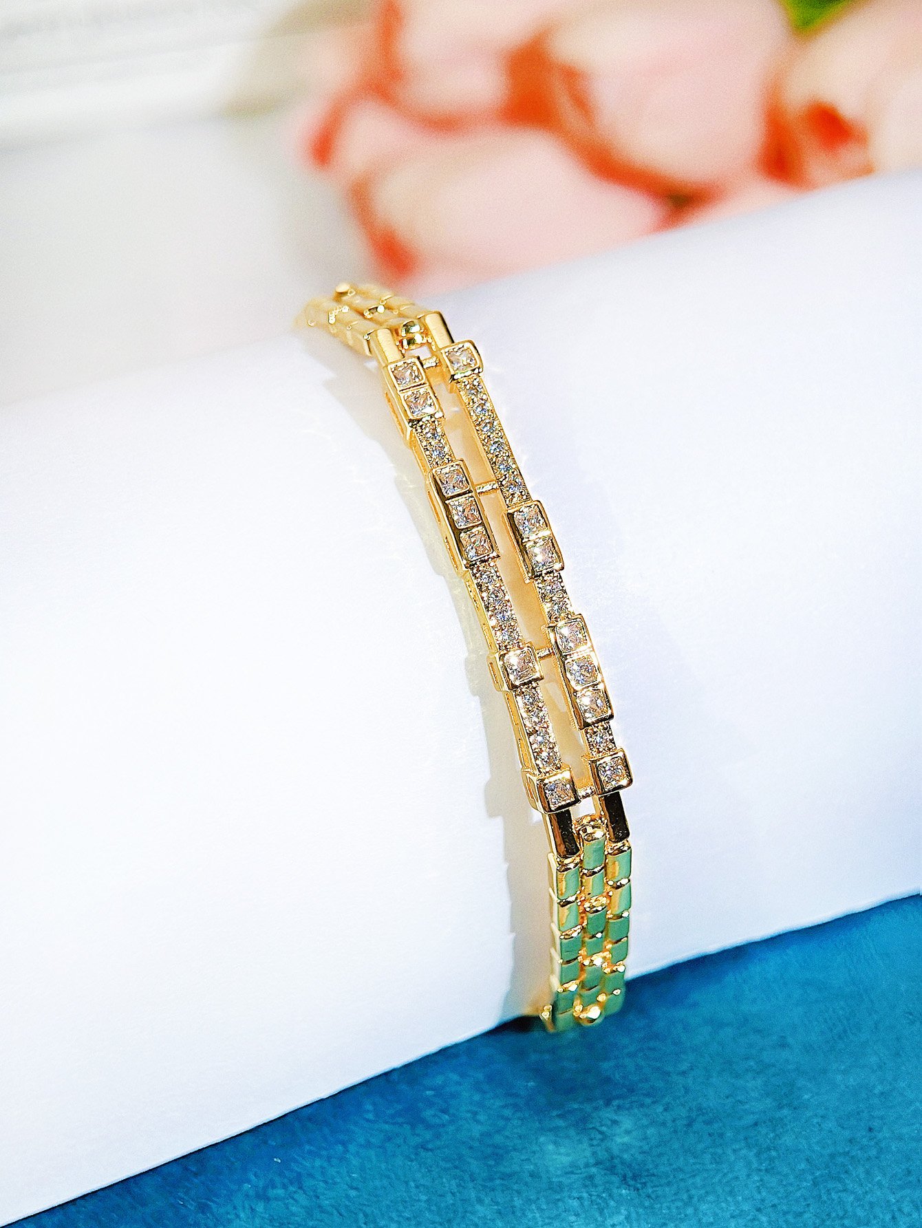 Gold-Plated Zircon Link Bracelet