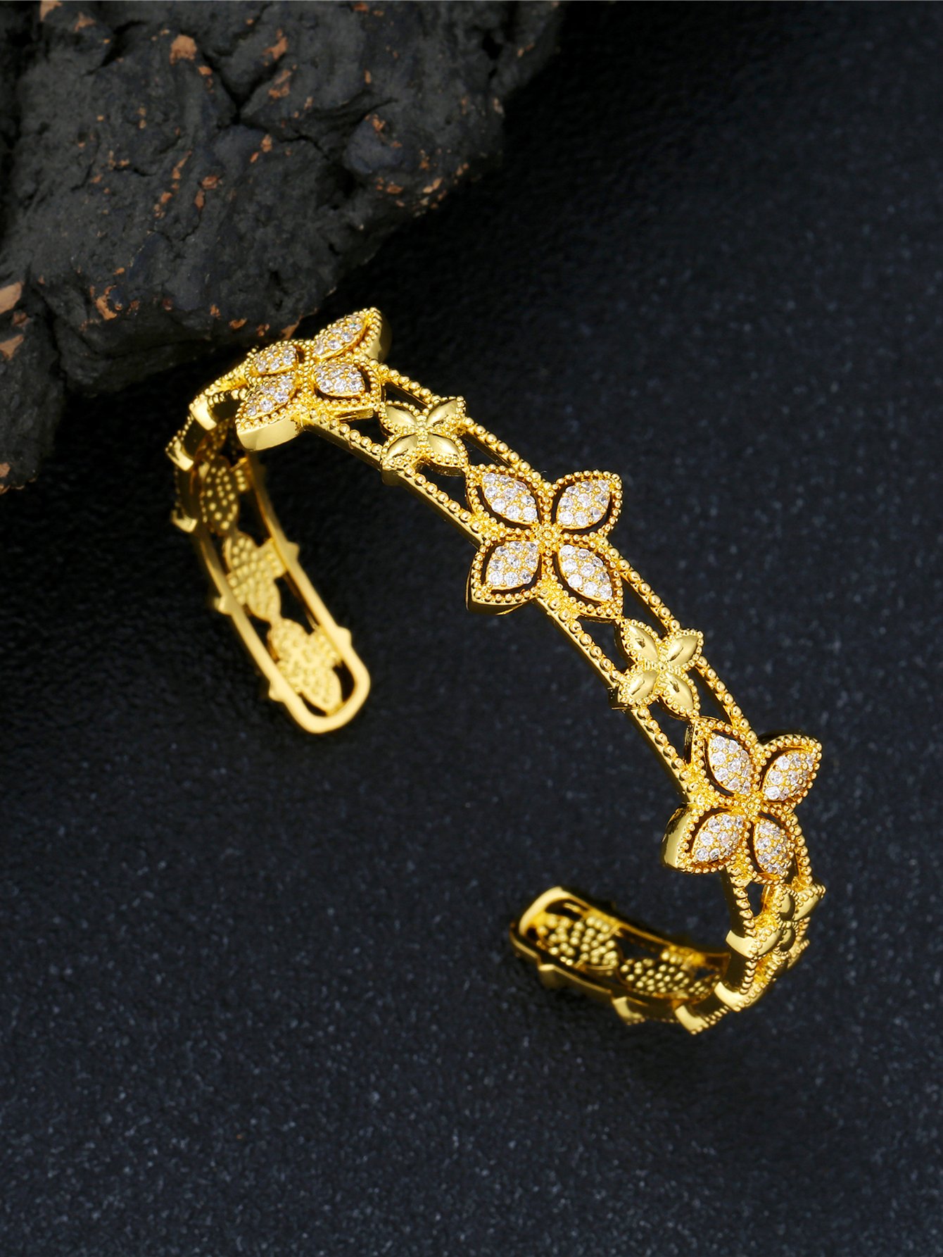 Gold Texture Cuff Bracelet