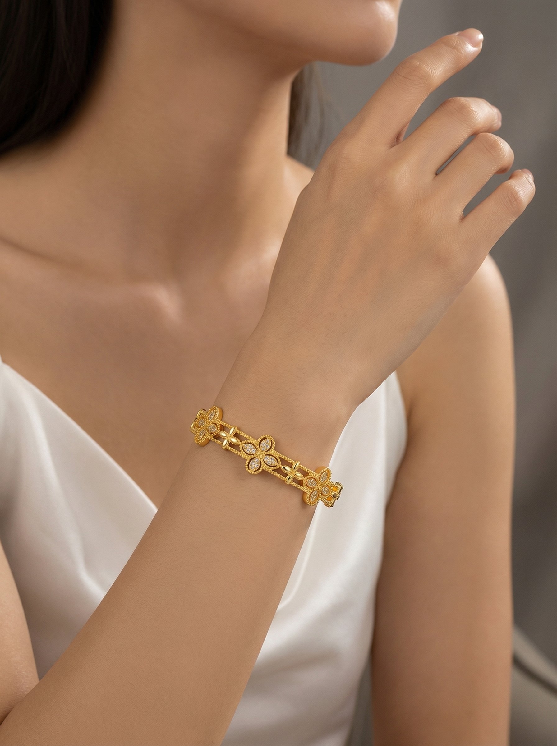 Gold Texture Cuff Bracelet