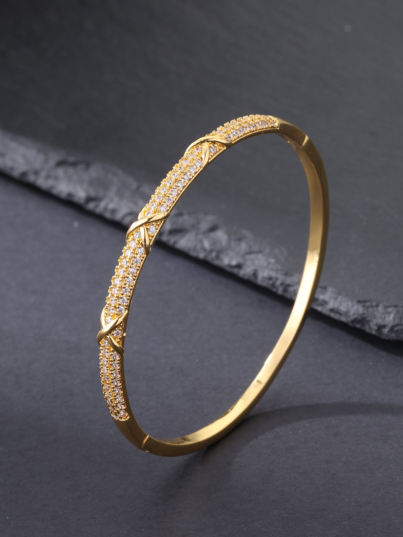 Gold Texture Bangle-Style Bracelet