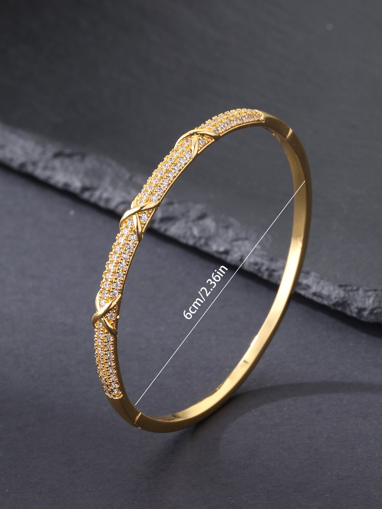 Gold Texture Bangle-Style Bracelet