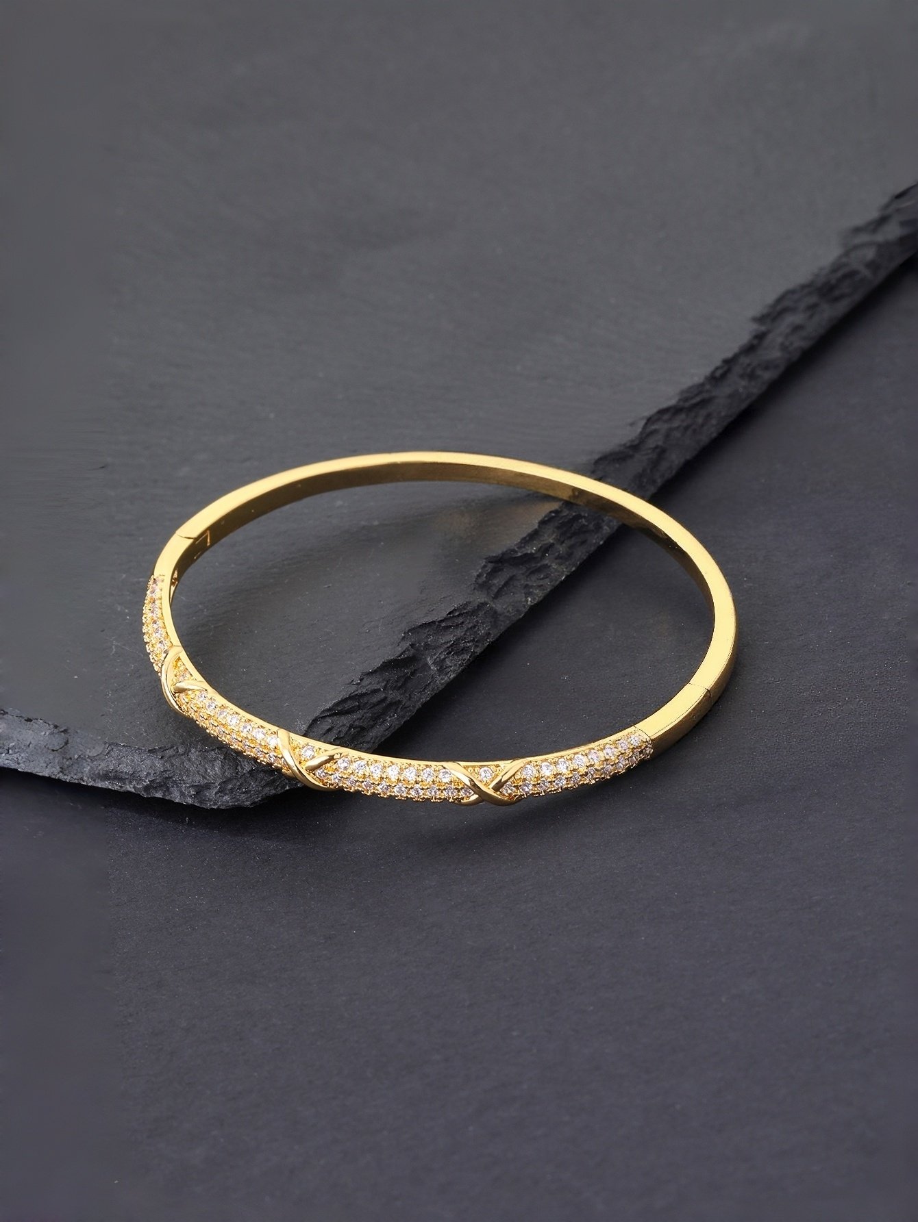 Gold Texture Bangle-Style Bracelet