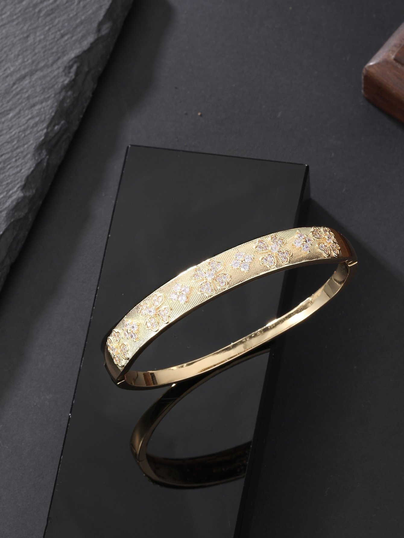 Gold Self Design Bangle-Style Bracelet