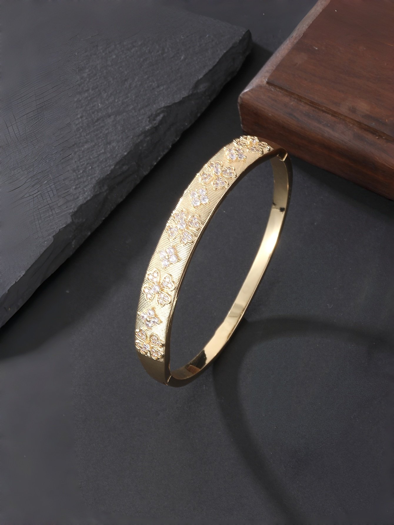 Gold Self Design Bangle-Style Bracelet