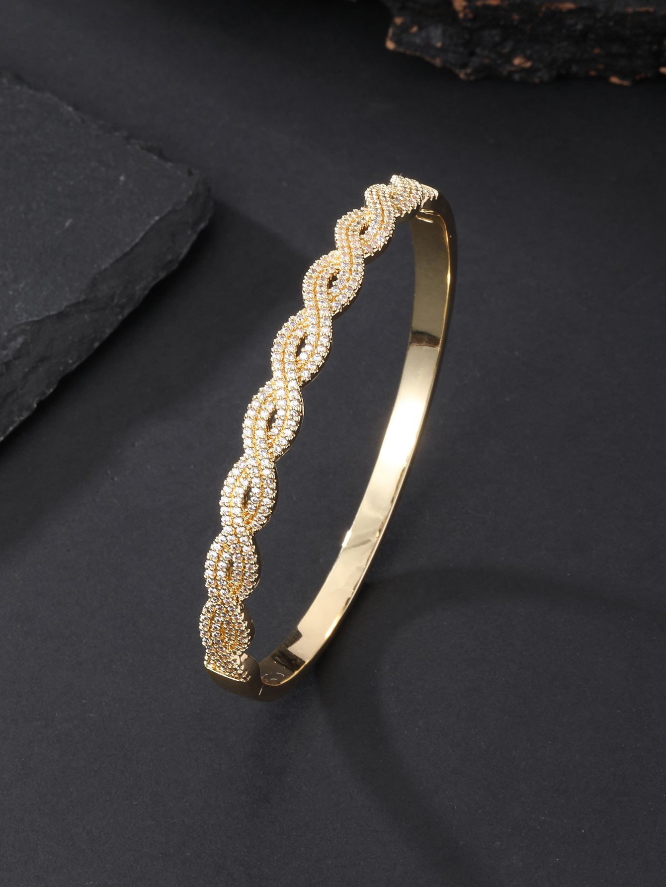 Gold Texture Bangle-Style Bracelet