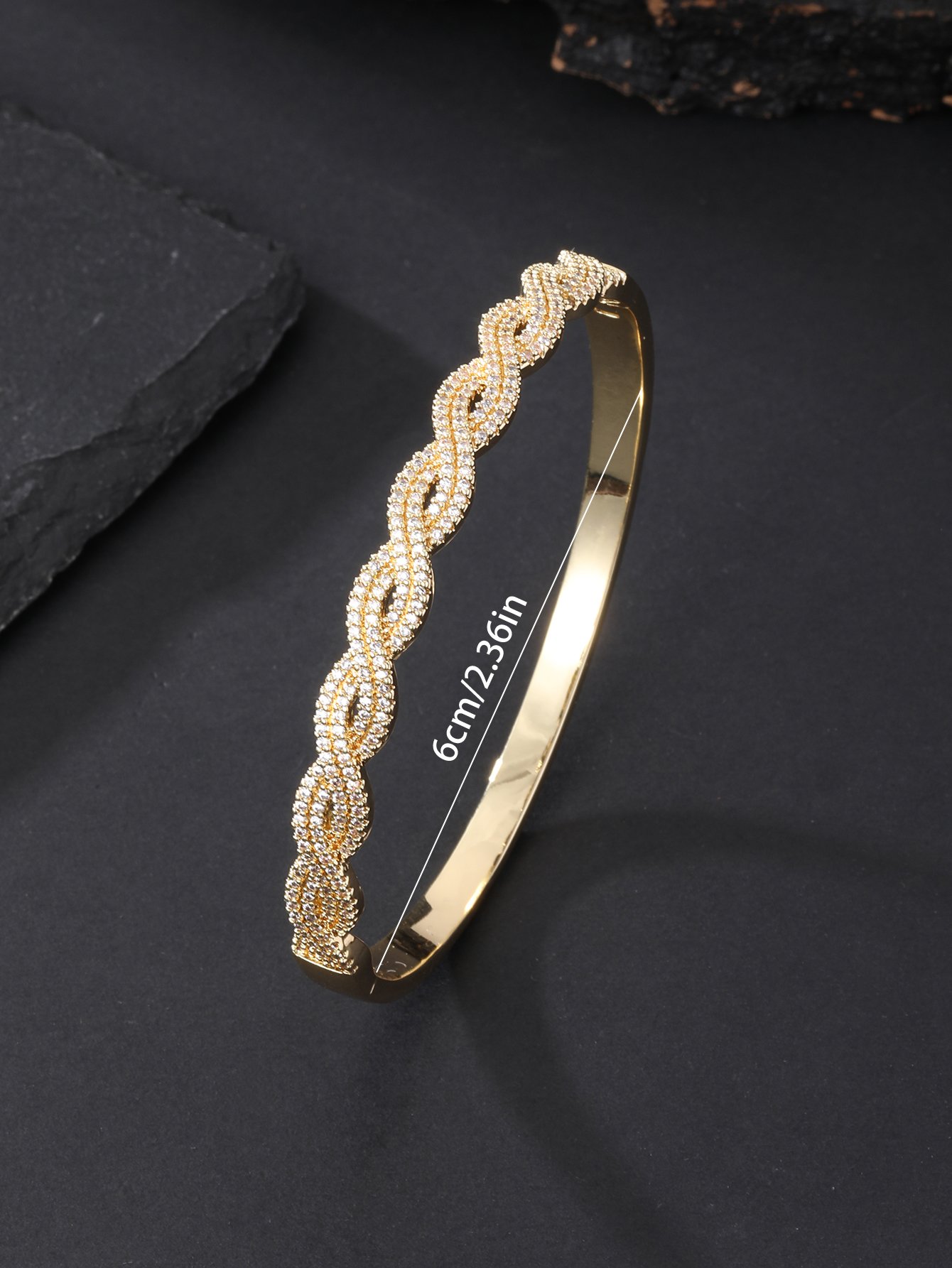 Gold Texture Bangle-Style Bracelet