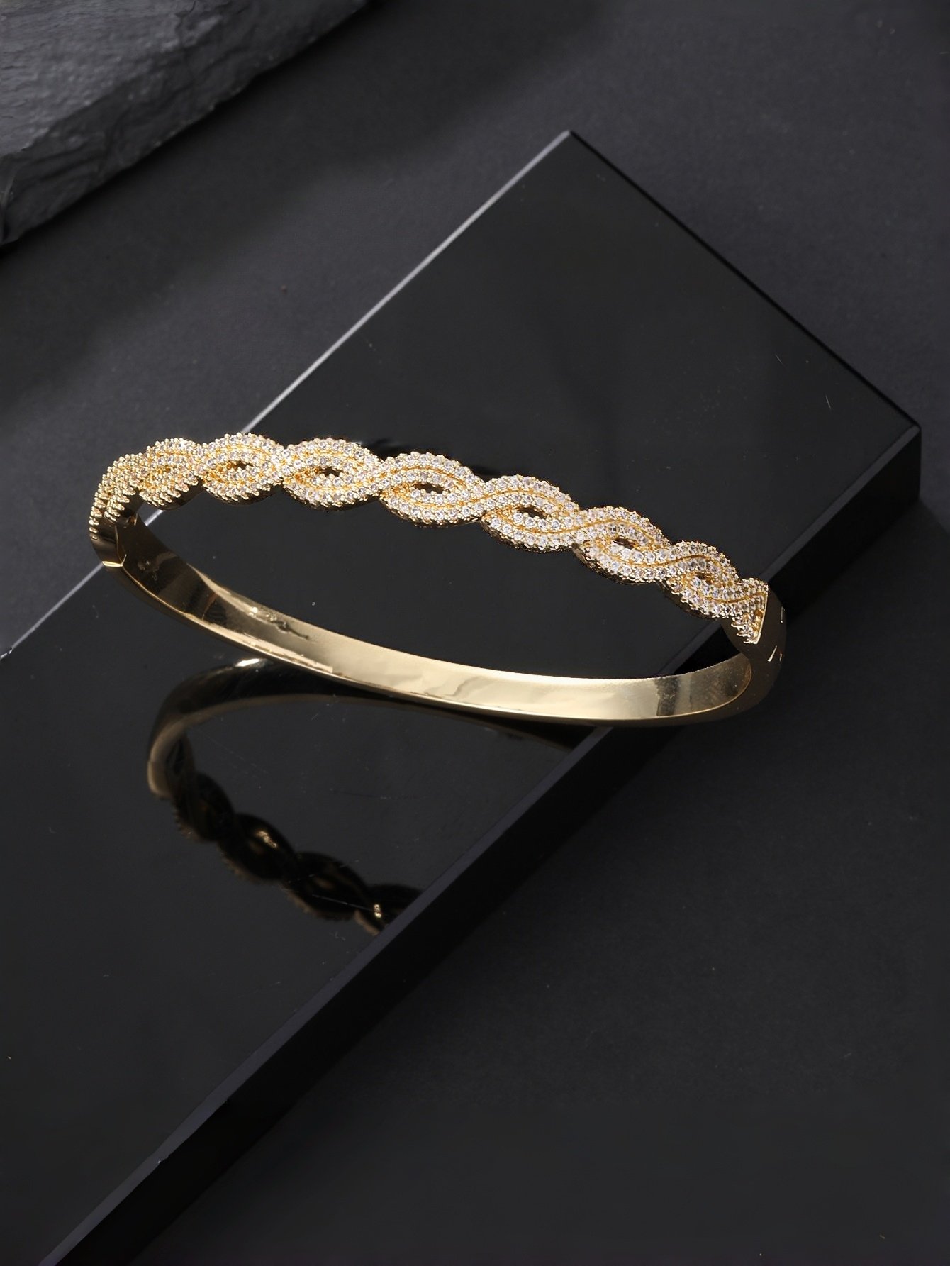 Gold Texture Bangle-Style Bracelet