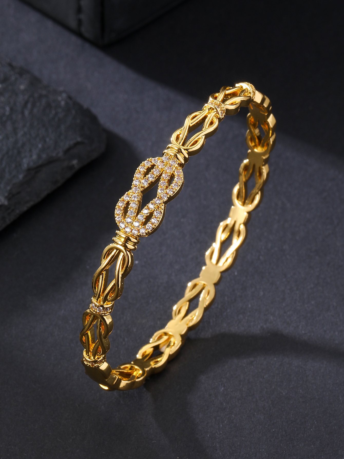 Gold Texture Bangle-Style Bracelet