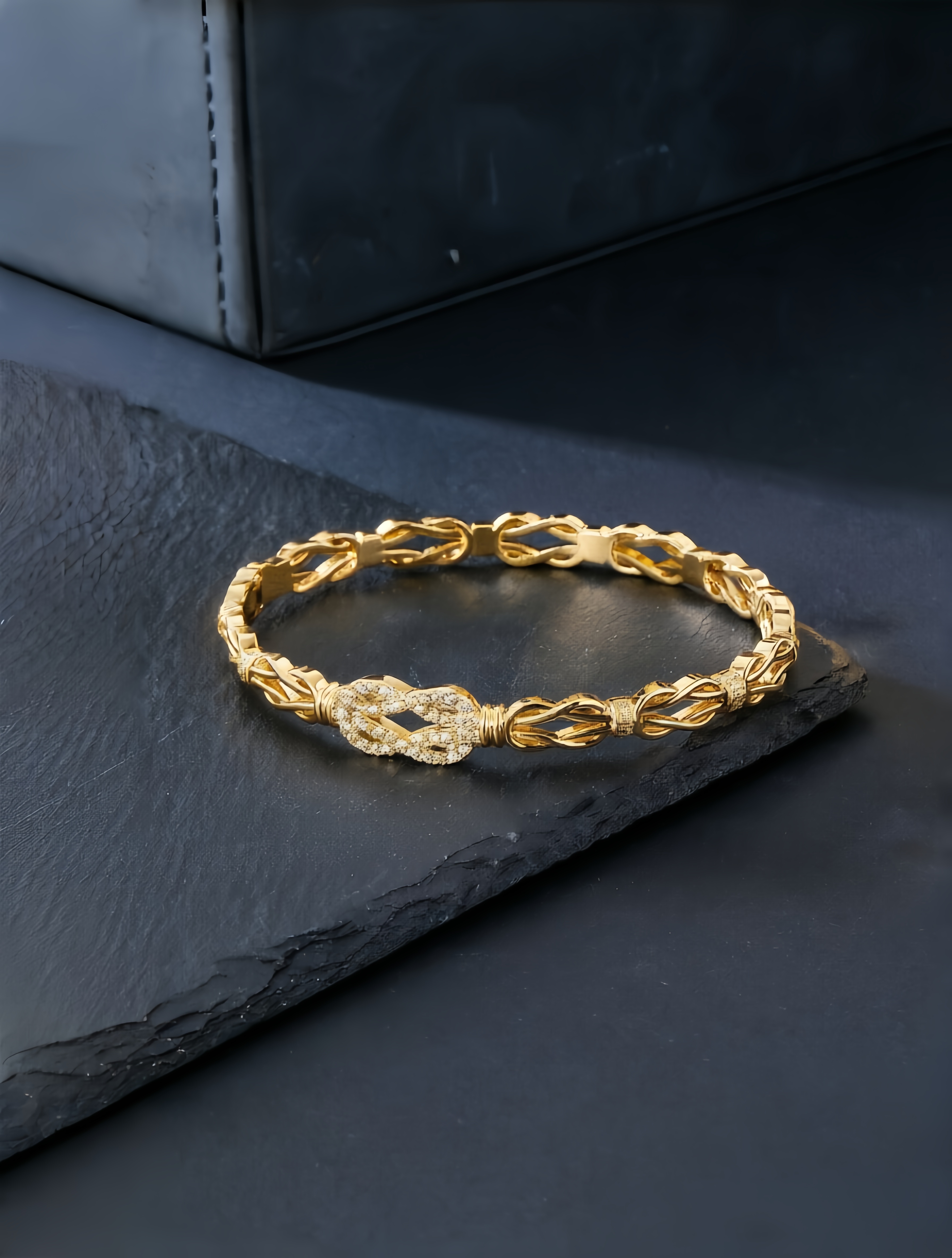 Gold Texture Bangle-Style Bracelet