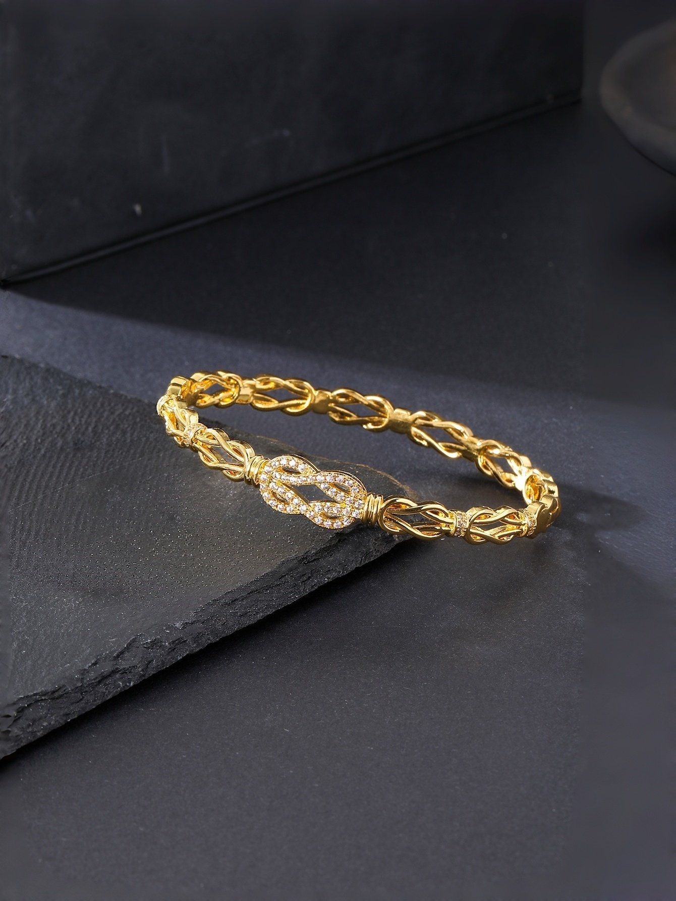 Gold Texture Bangle-Style Bracelet