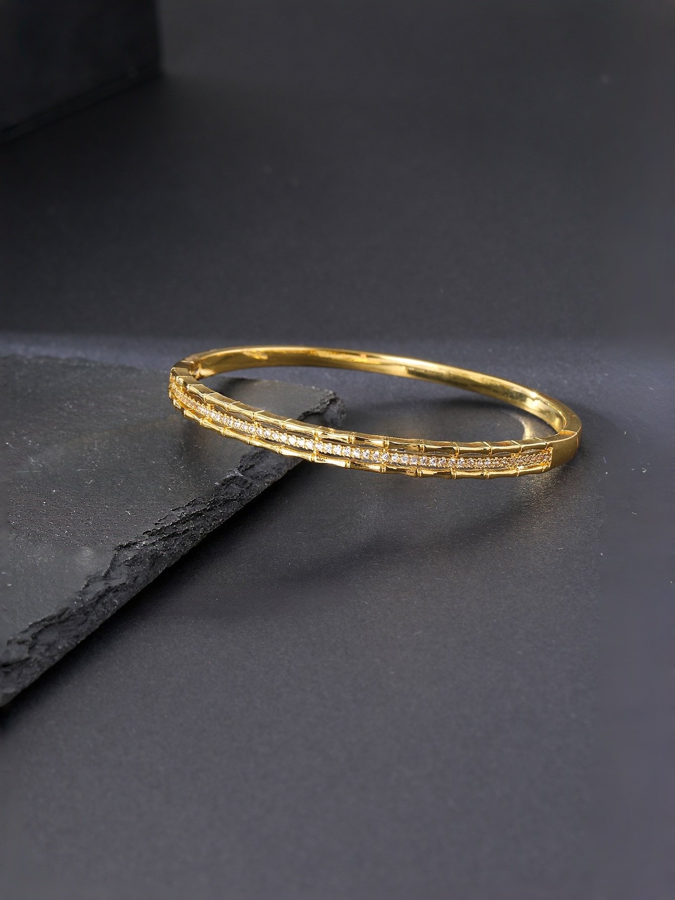 Gold Texture Bangle-Style Bracelet