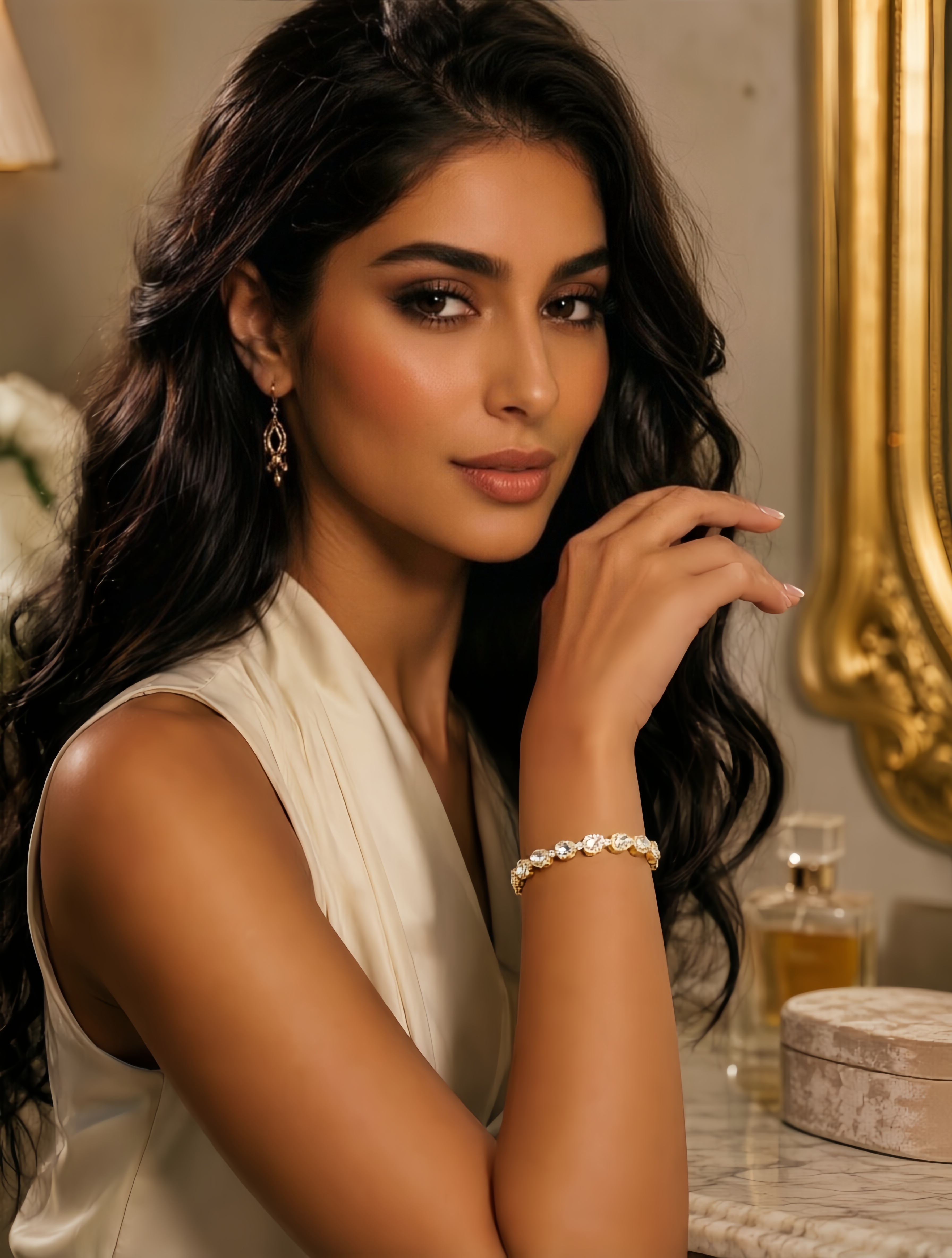 Gold Texture Bangle-Style Bracelet