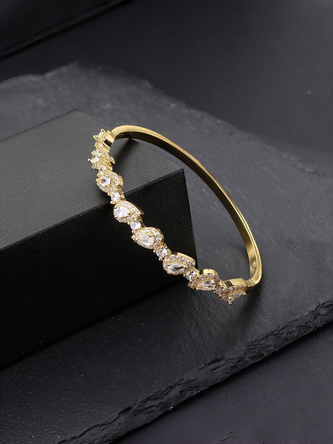Gold Texture Bangle-Style Bracelet