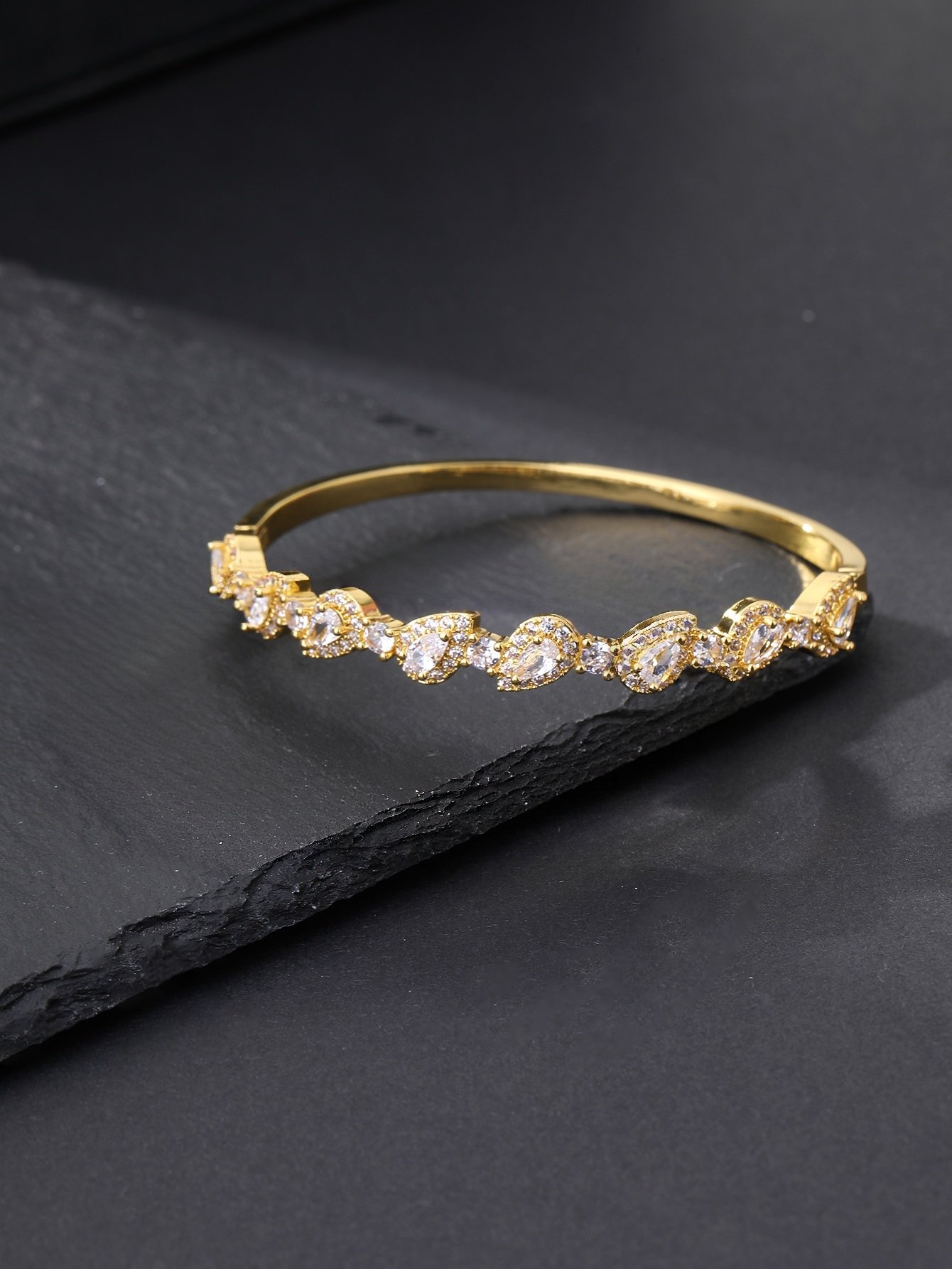 Gold Texture Bangle-Style Bracelet