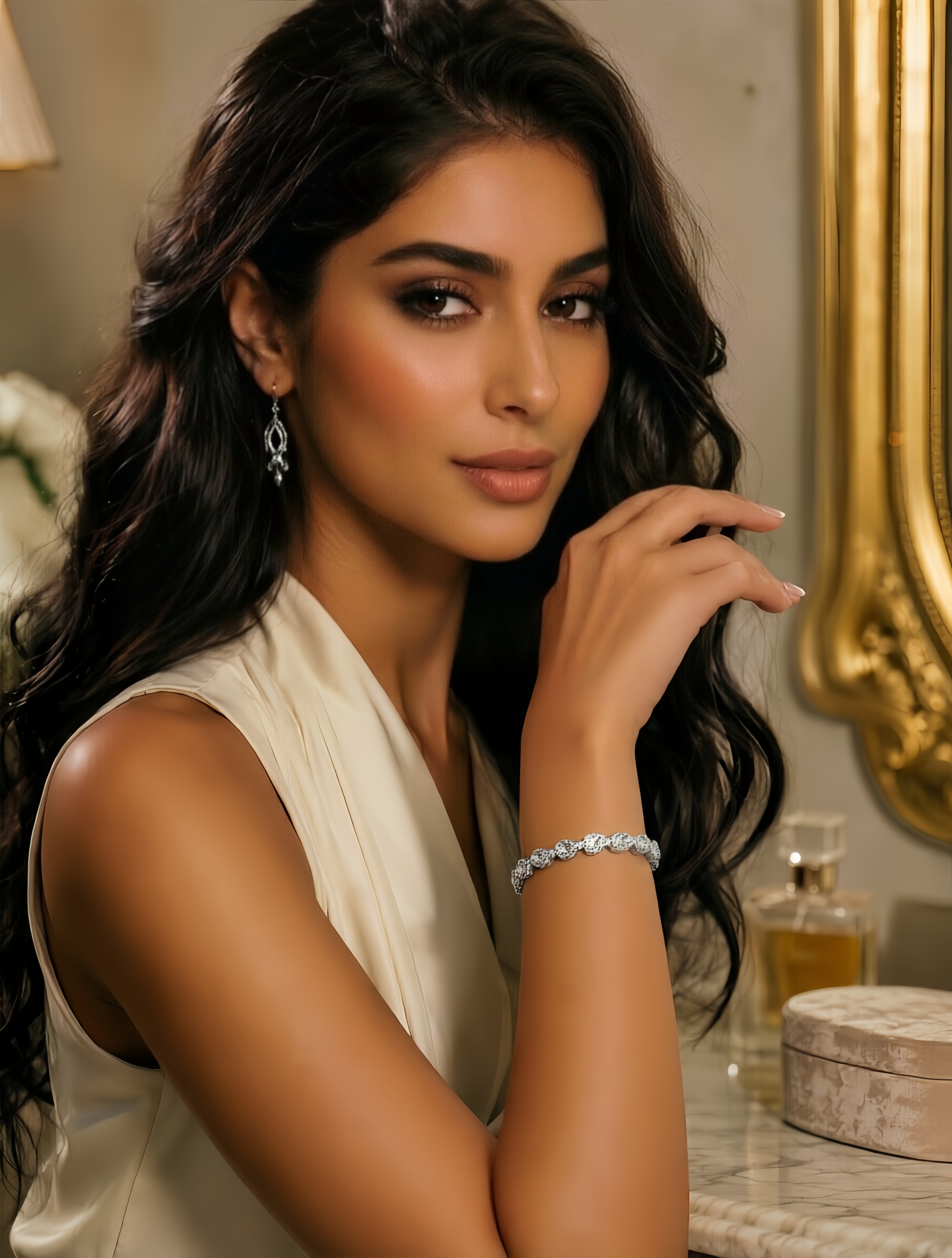 Silver Texture Bangle-Style Bracelet
