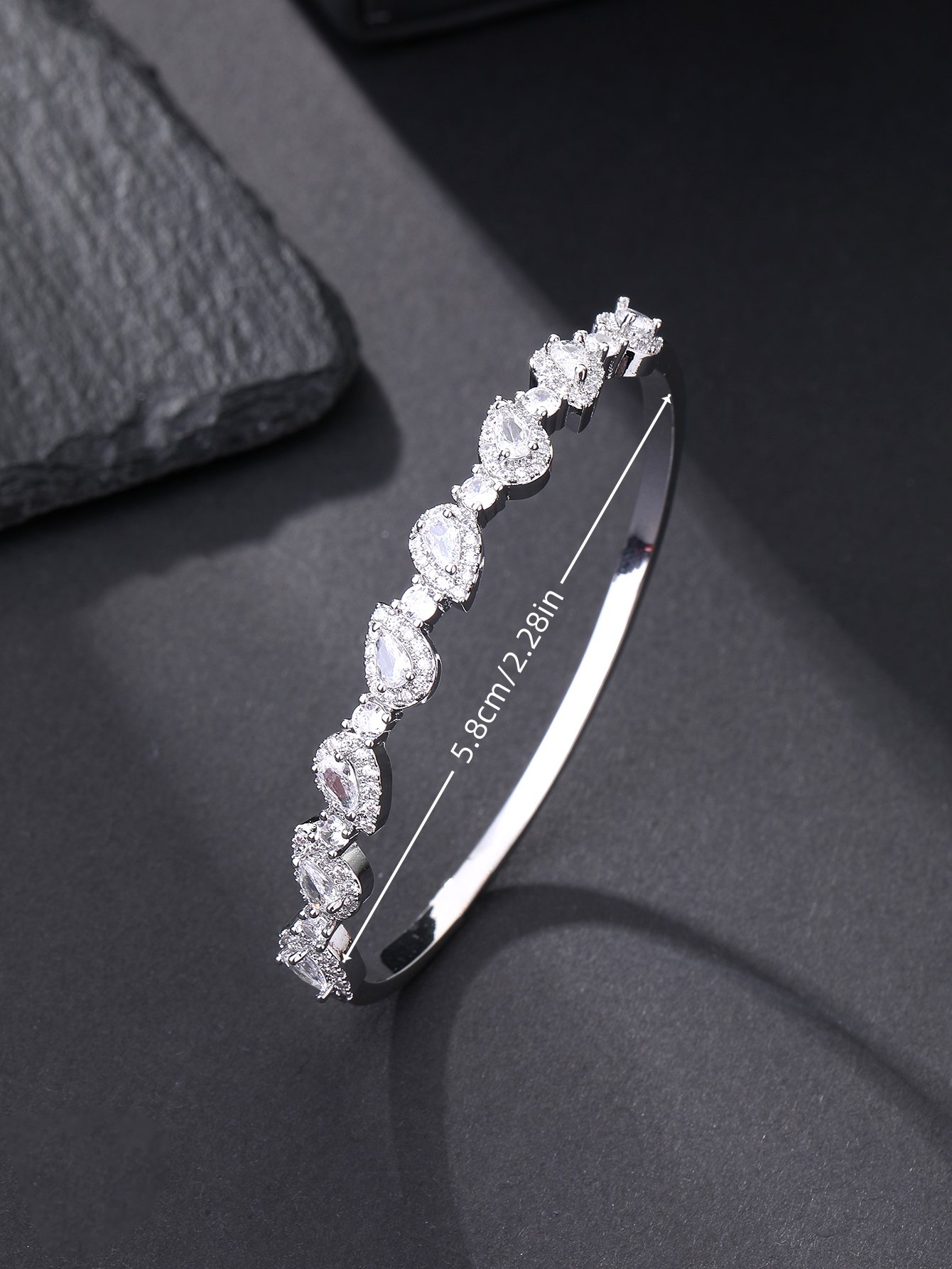 Silver Texture Bangle-Style Bracelet