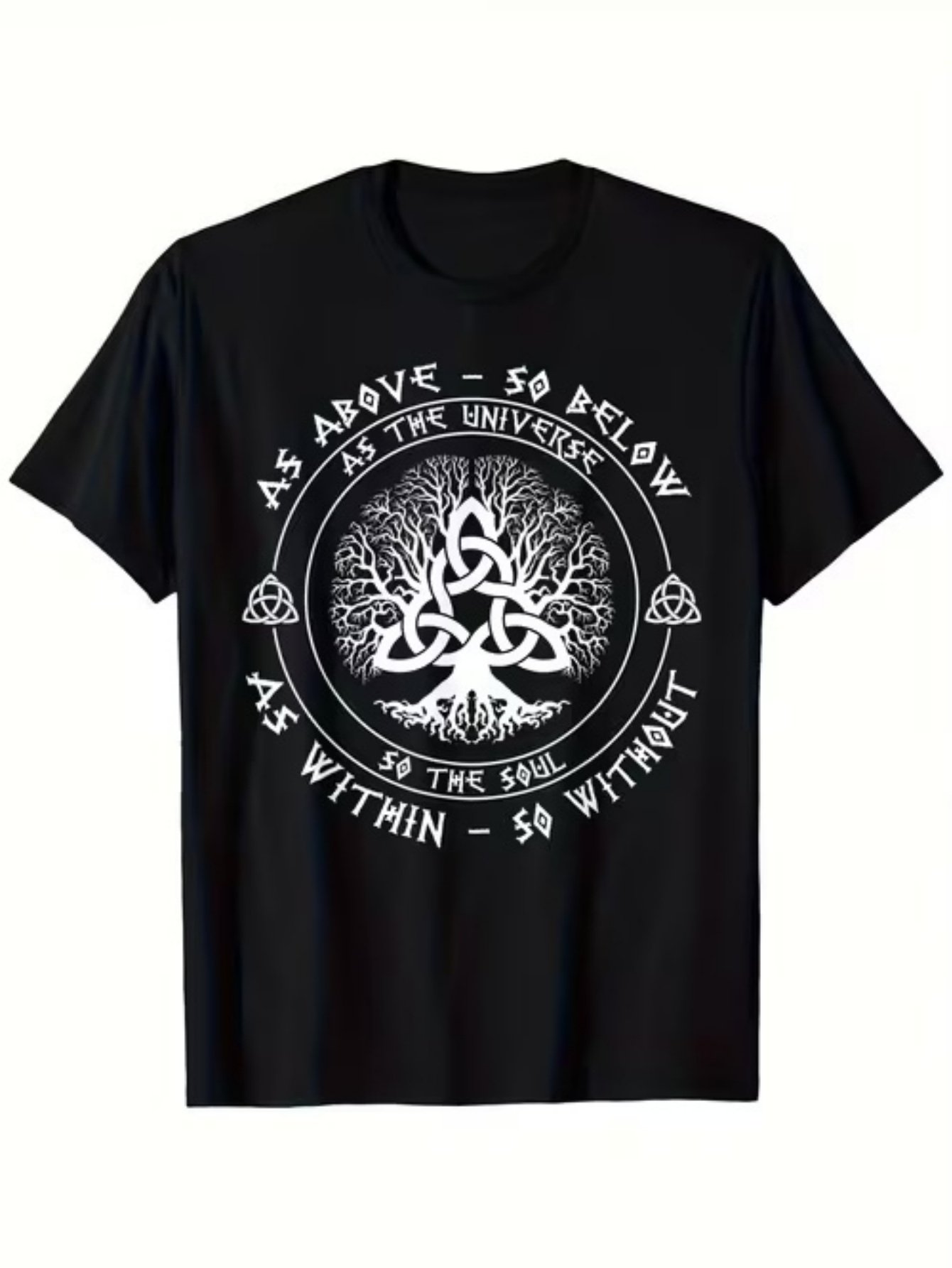 Black Graphic Round Neck Regular T-Shirt
