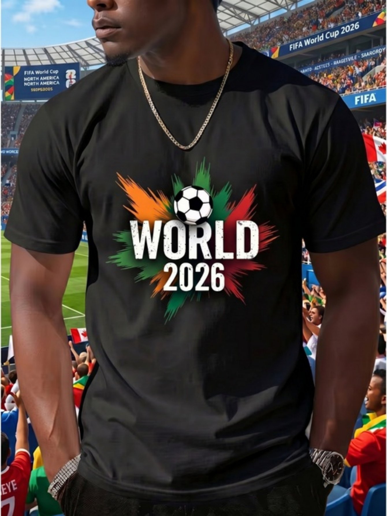 Black Graphic Round Neck Regular T-Shirt