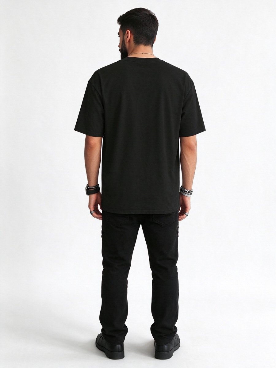 Men Black Pirate Skull Graphic T-Shirt