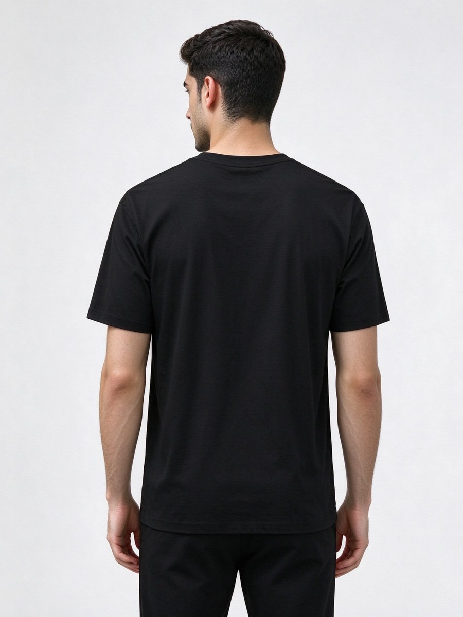 Men Black Knitted Napoli Graphic T-Shirt