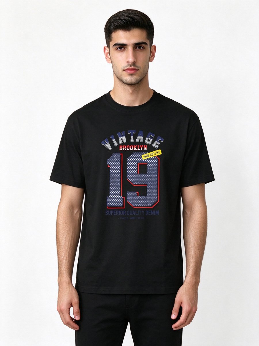 Men Black Graphic T-Shirt