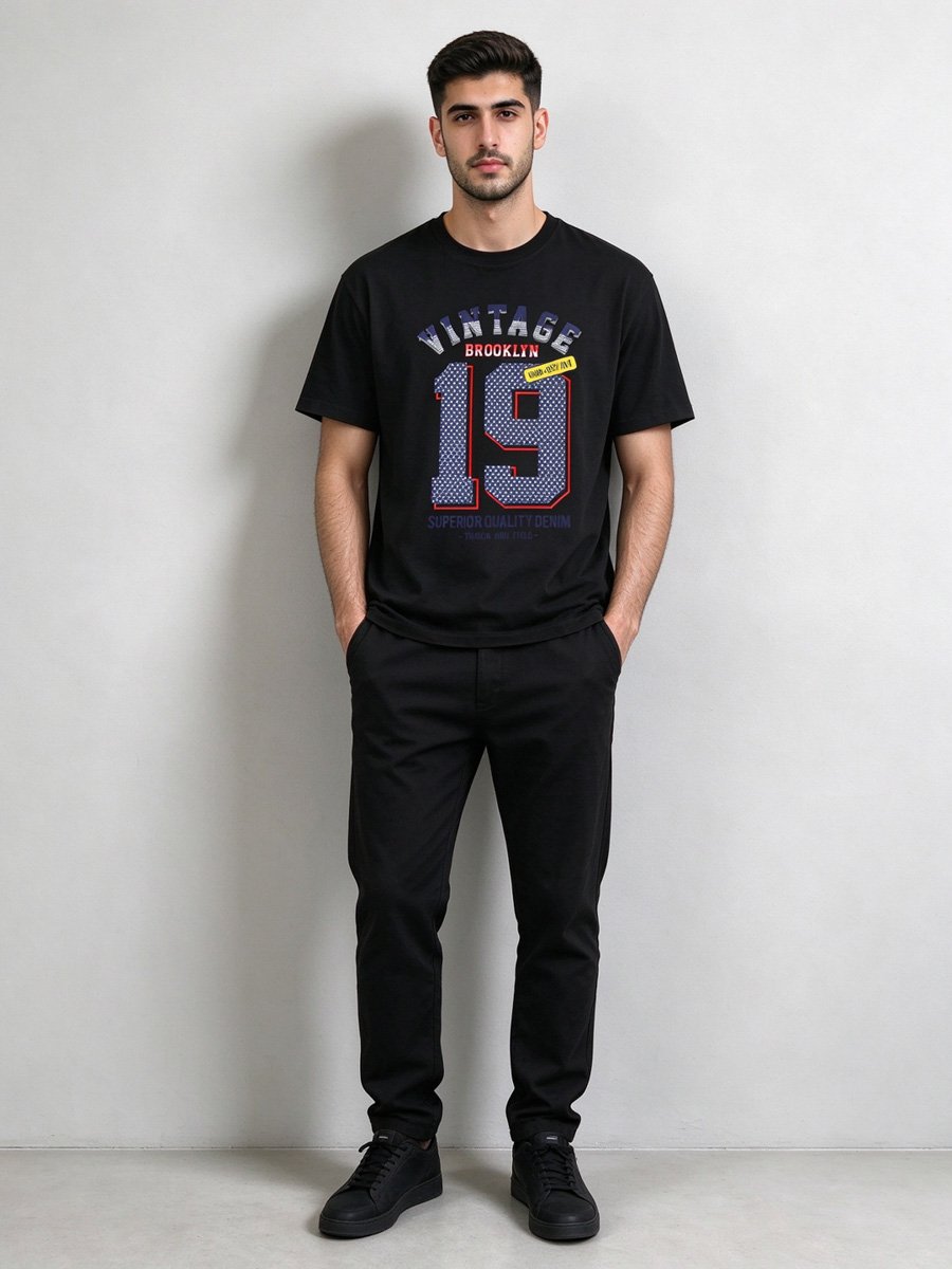 Men Black Graphic T-Shirt