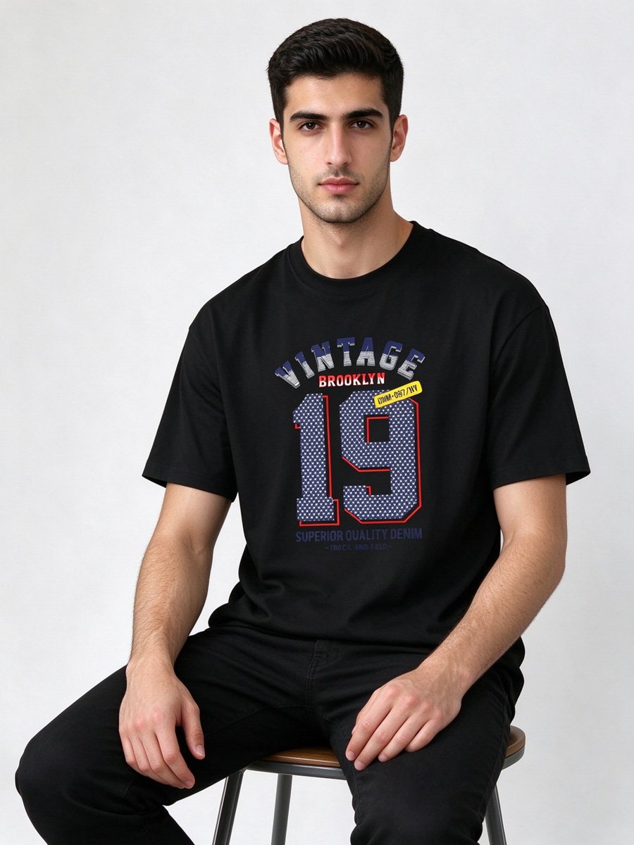 Men Black Graphic T-Shirt