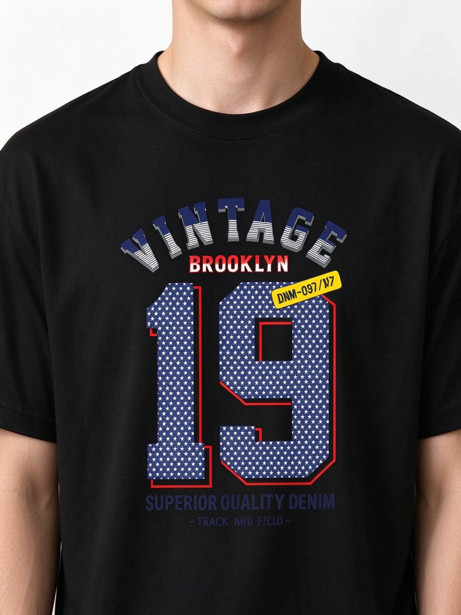 Men Black Graphic T-Shirt
