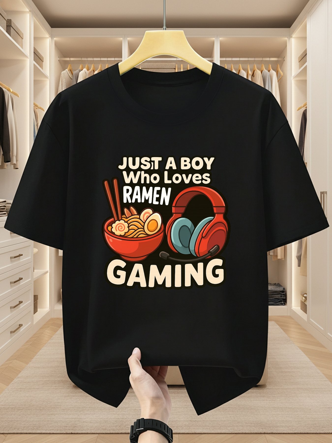 Black Graphic Round Neck Regular T-Shirt