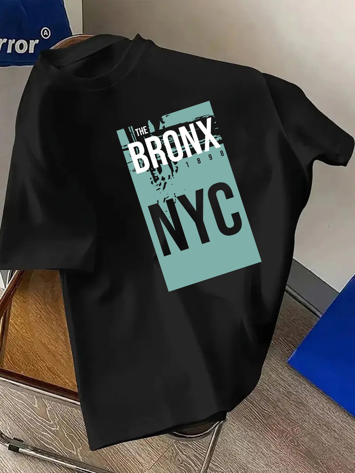 Black Graphic Round Neck Regular T-Shirt