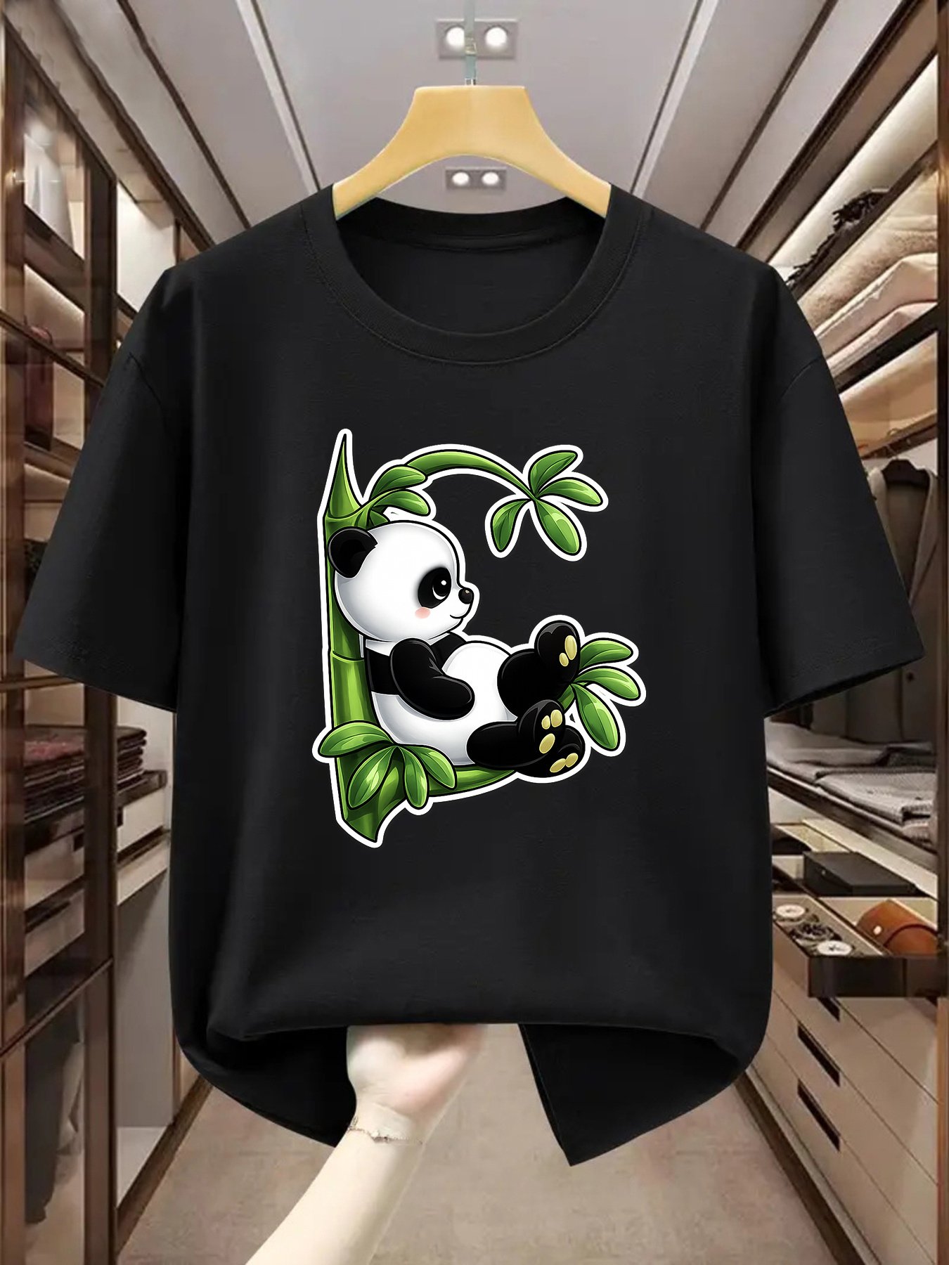 Black Graphic Round Neck Regular T-Shirt