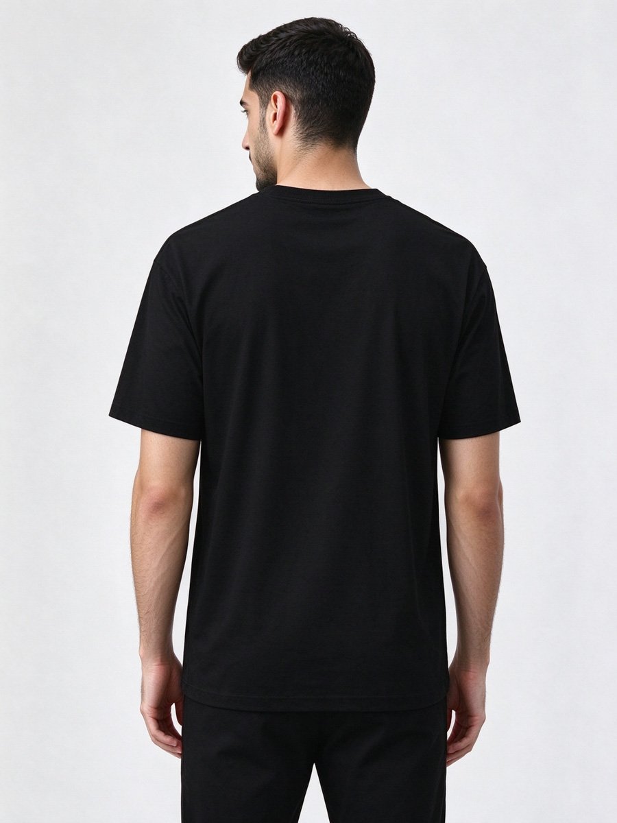 Men Black Knitted Anchor Graphic T-Shirt