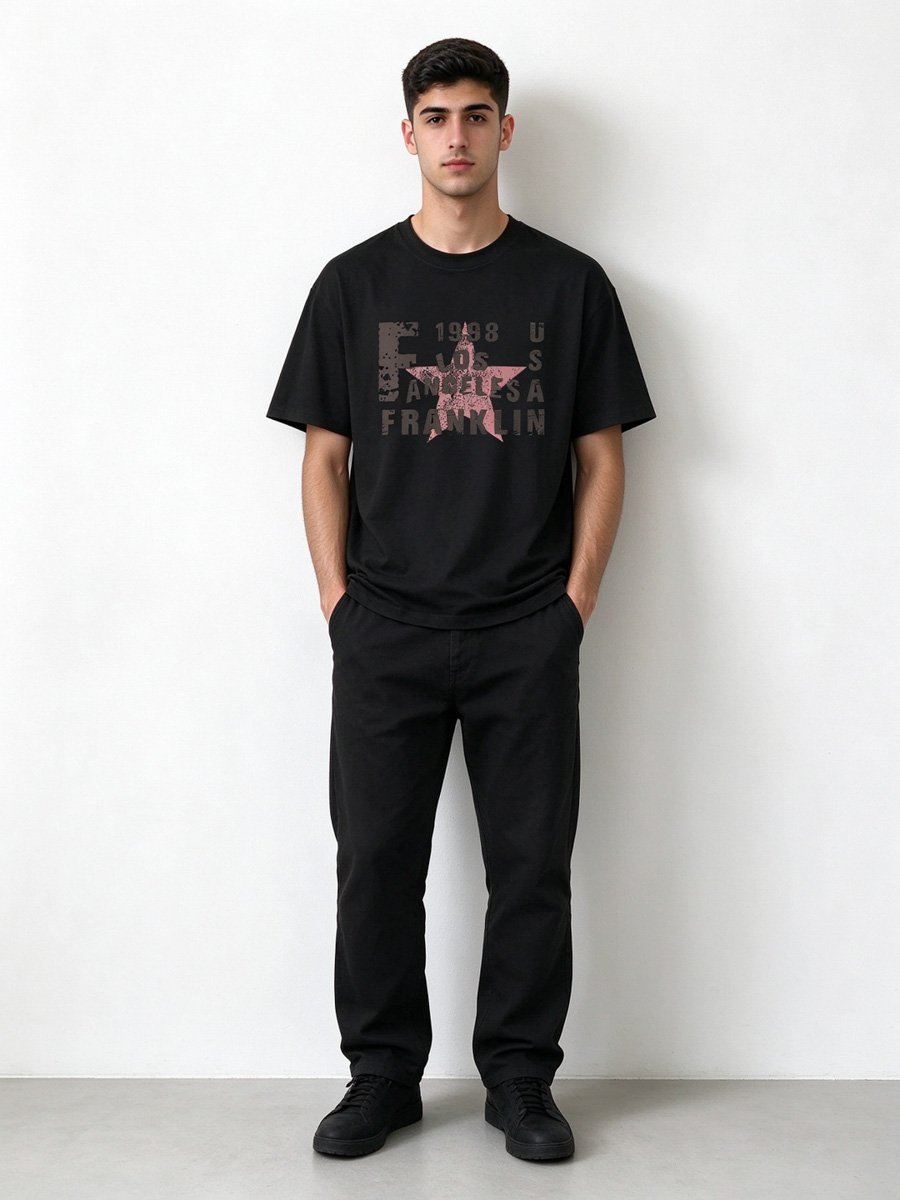 Men Black Graphic T-Shirt