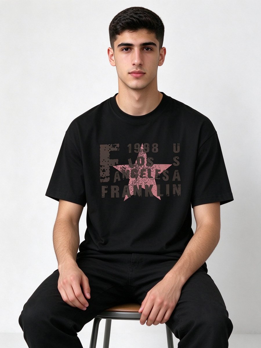 Men Black Graphic T-Shirt