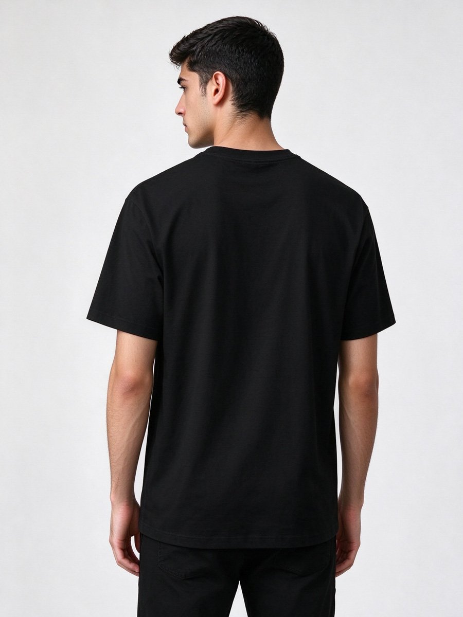 Men Black CHILL Graphic Knitted T-Shirt