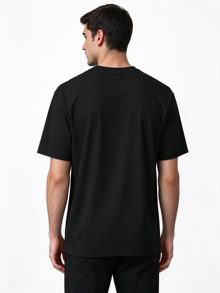 Men Black Los Angeles 91 Knitted Graphic T-Shirt