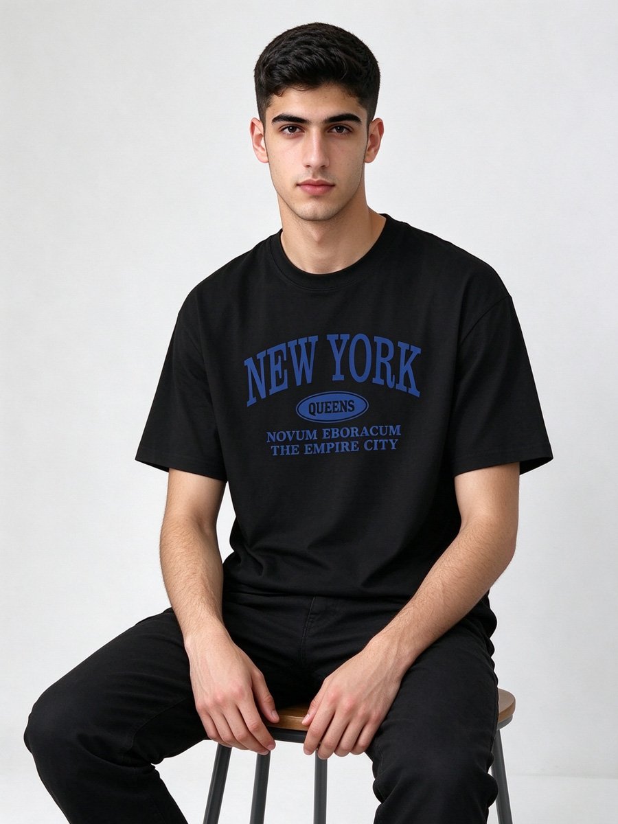 Men Black New York Graphic T-Shirt